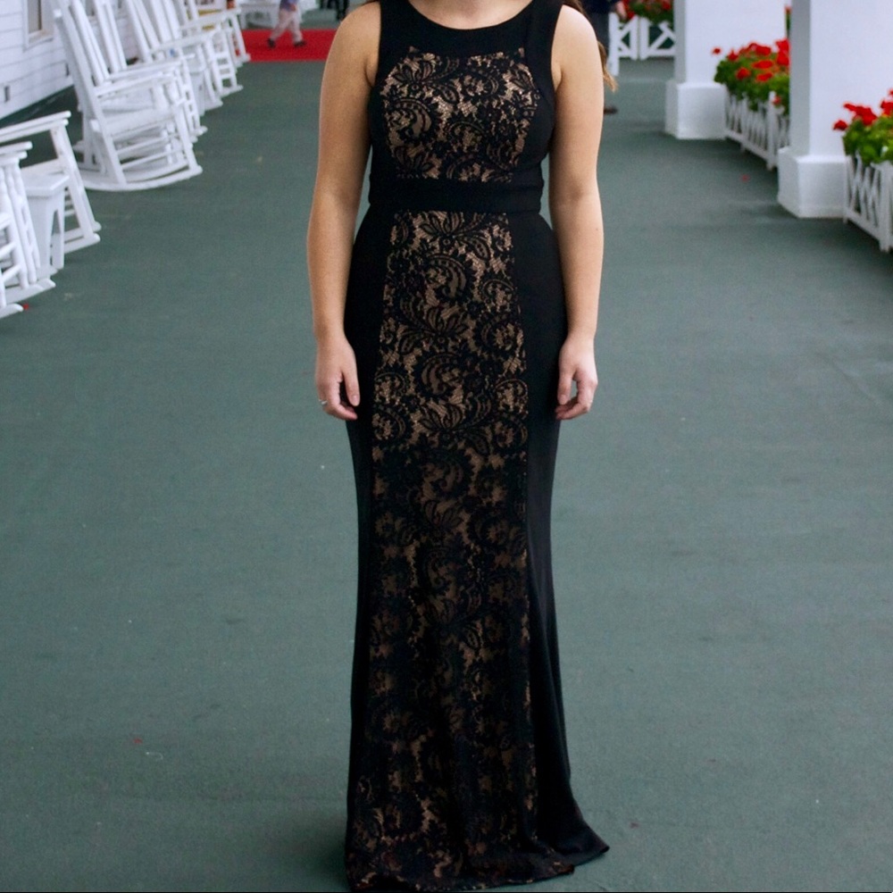 Black floor-length dress